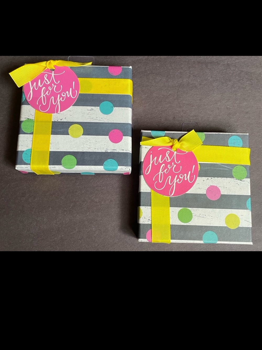 2 Polka Dot Striped “Just For You” Gift Card Boxes